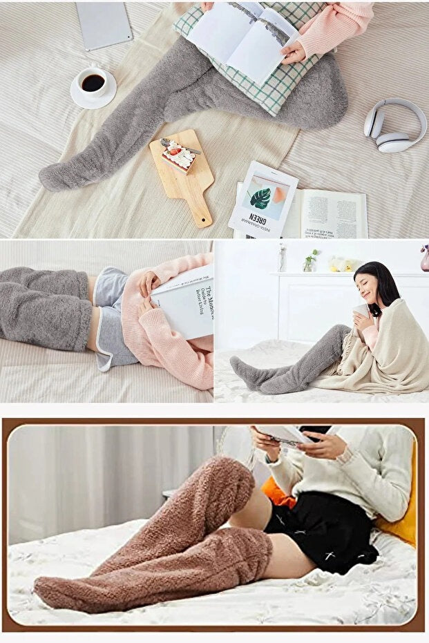 CozyFeet™ Uzun Peluş Uyku Çorabı – Yumuşacık, Kaymaz, Sıcacık Ev Konforu