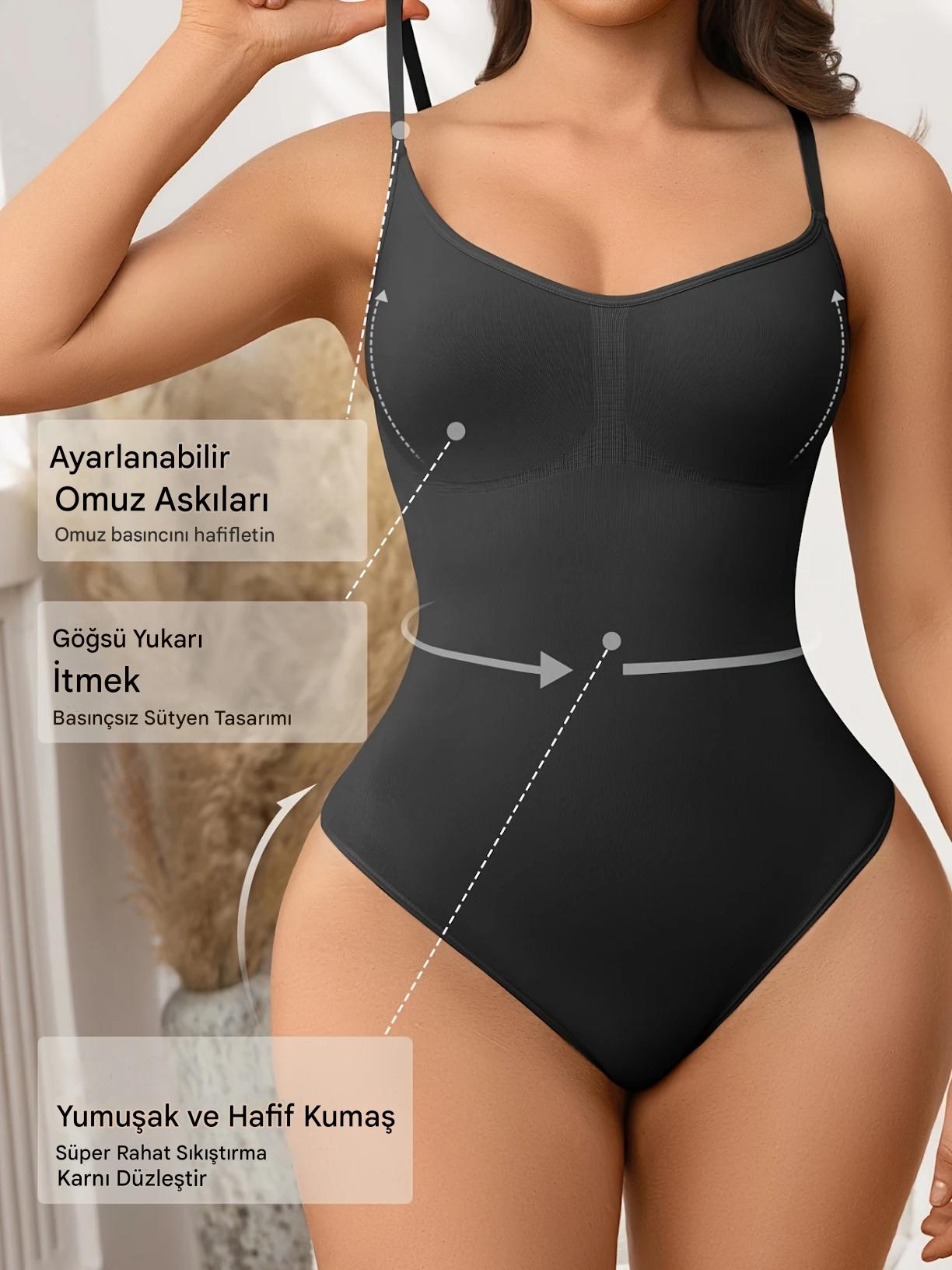 CoreShape™ 3 Bölge Toparlayıcı Korse – Bel, Karın ve Sırt Destekli, Çıtçıtlı Dikişsiz Tasarım