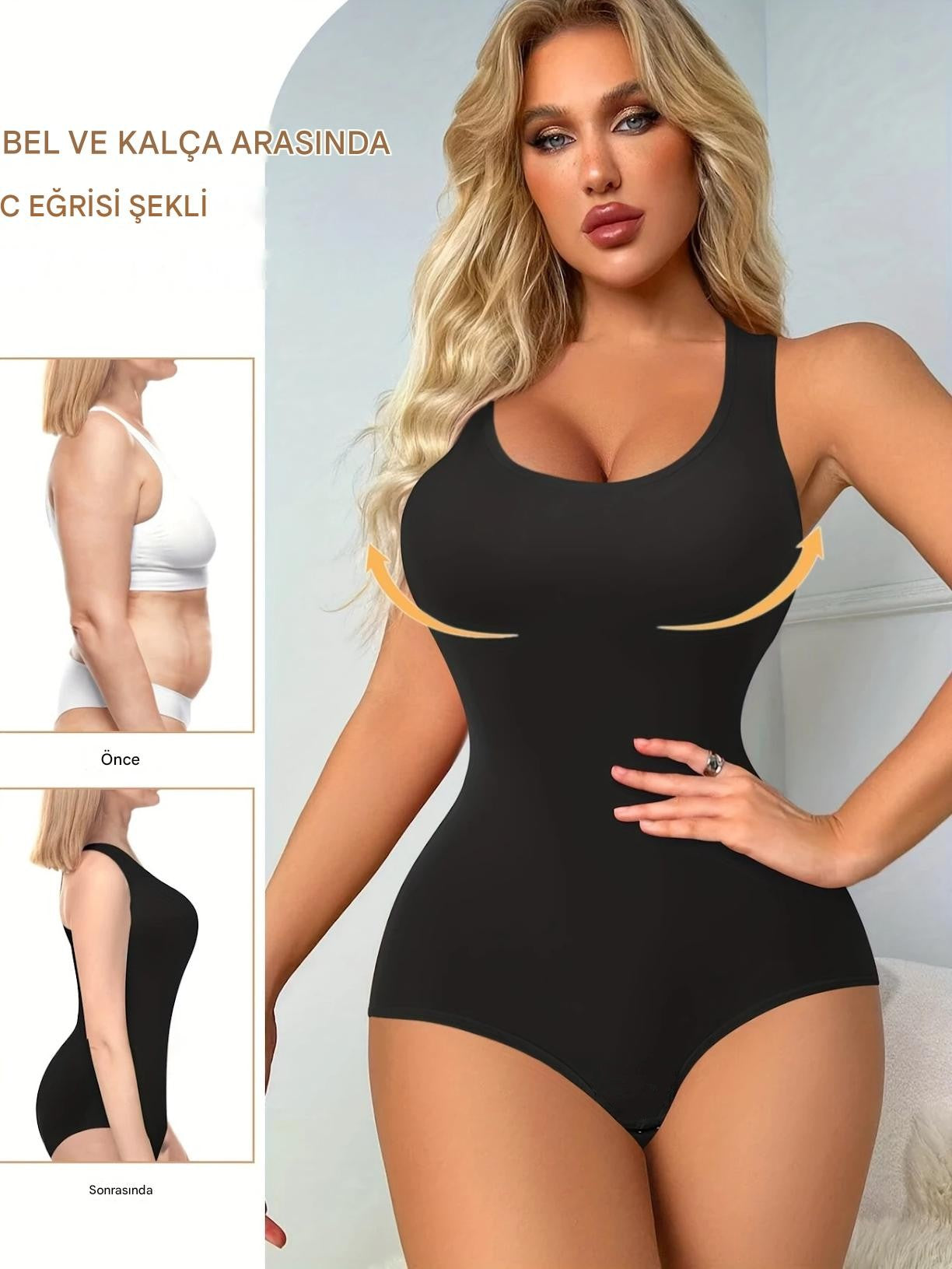 CoreShape™ 3 Bölge Toparlayıcı Korse – Bel, Karın ve Sırt Destekli, Çıtçıtlı Dikişsiz Tasarım