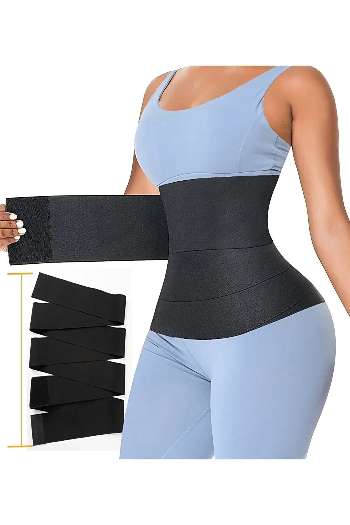 ShapeWrap™ Unisex Bel Sargı Bandajı – Ayarlanabilir 2m-5m, Kum Saati Etkili & Kaymaz Tasarım