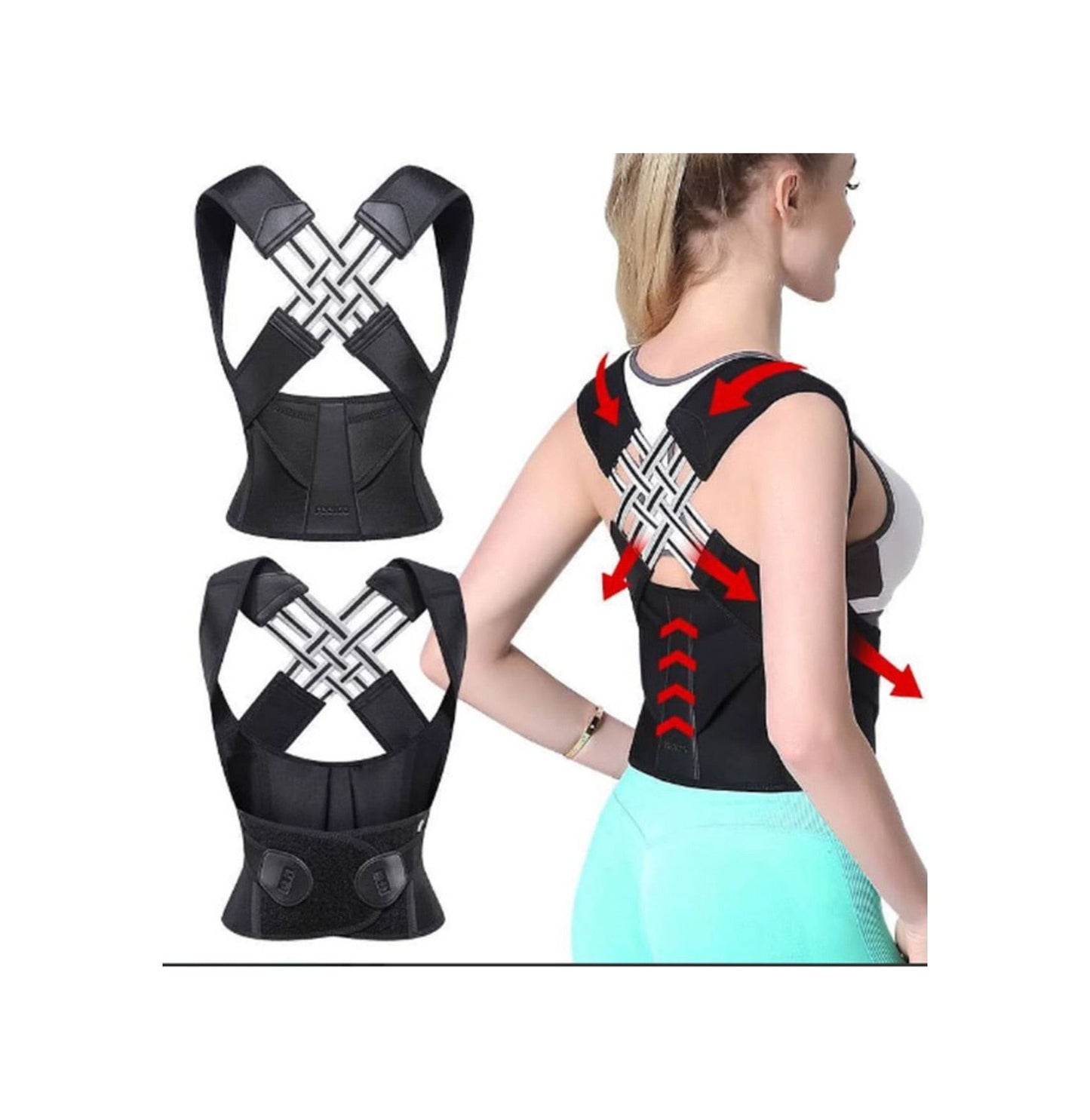 AlignX™ Çift Destekli Duruş Düzeltici – X Kayışlı, Omuz & Sırt Destekli Unisex Postür Korsesi