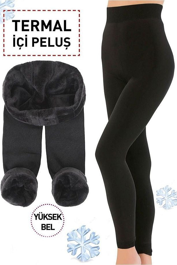 HeatPlush™ Yüksek Bel Termal Tayt – Peluş Astarla Kışın Sıcacık & Toparlayıcı Konfor
