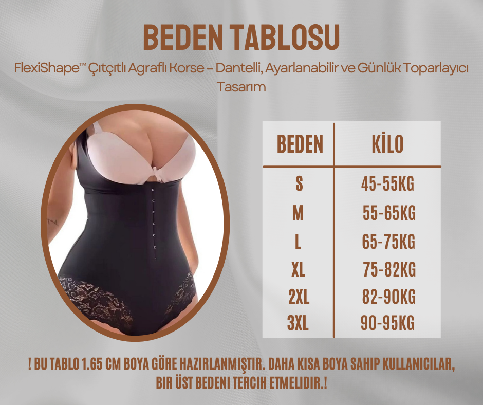 CurveLace™ Vücut Şekillendirici Korse – Çıtçıtlı, Agraflı & Dantel Detaylı İncelten Tasarım
