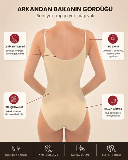Sauna Suit Korse Body – Sütyenli Askılı Bel, Karın ve Sırt Toparlayıcı