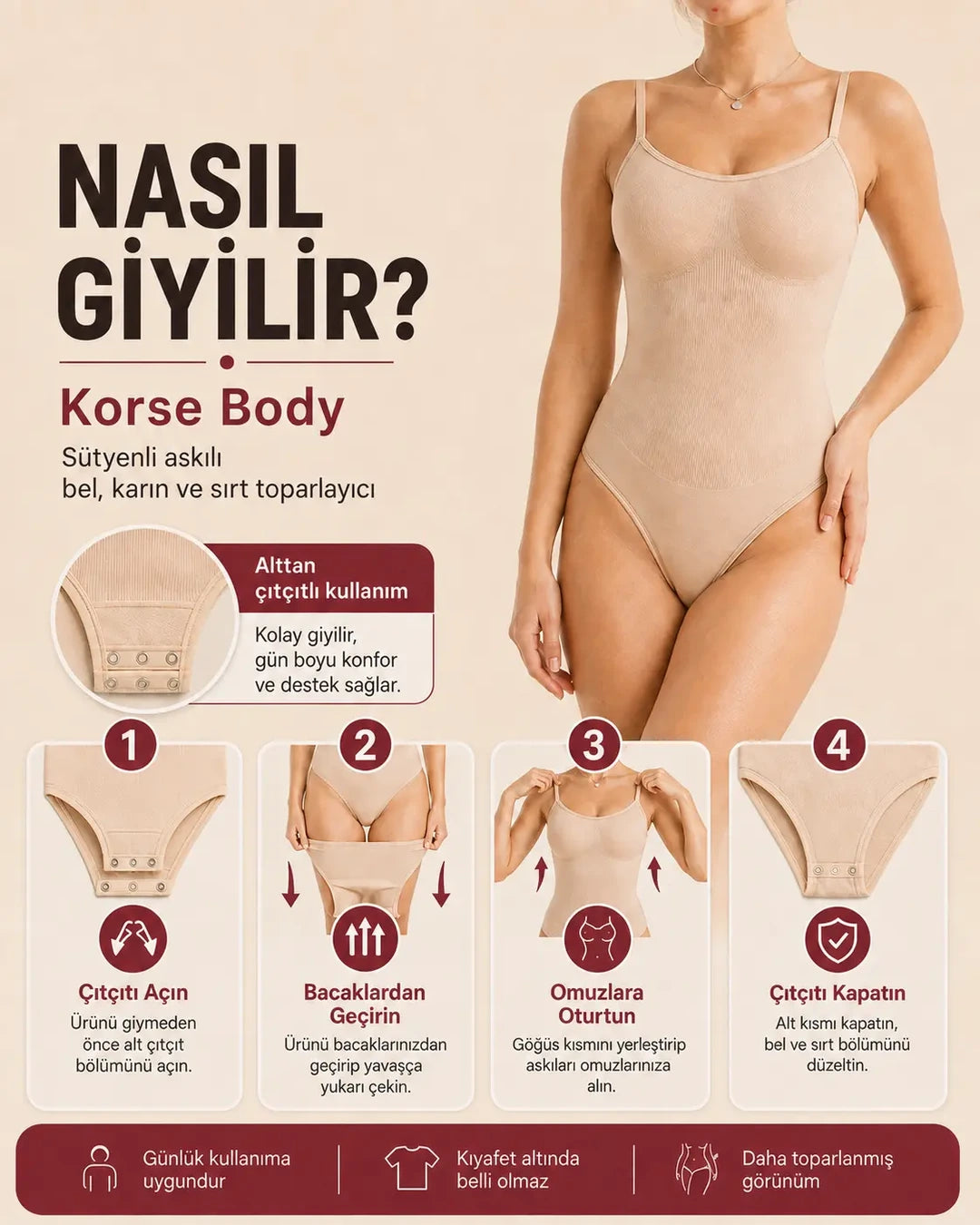 Sauna Suit Korse Body – Sütyenli Askılı Bel, Karın ve Sırt Toparlayıcı