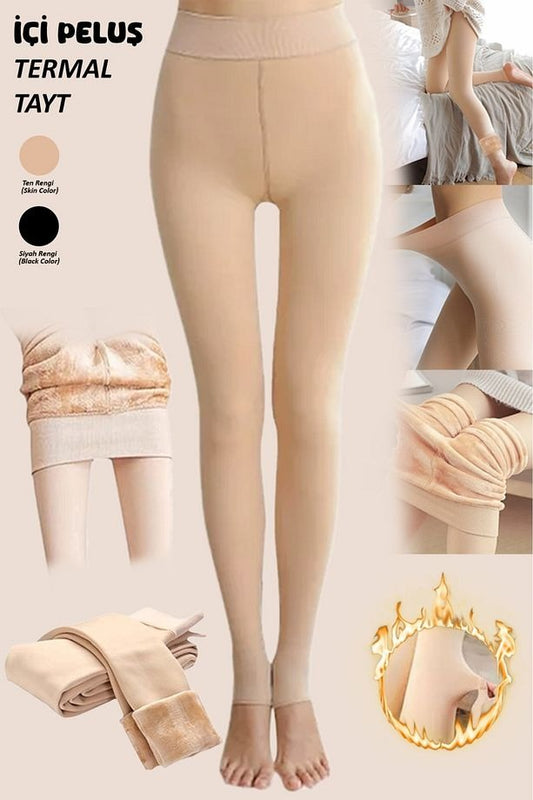 HeatPlush™ Yüksek Bel Termal Tayt – Peluş Astarla Kışın Sıcacık & Toparlayıcı Konfor