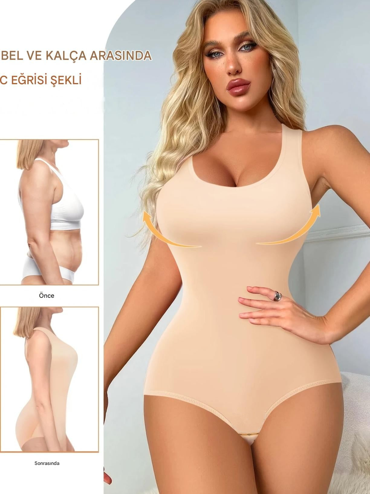 CoreShape™ 3 Bölge Toparlayıcı Korse – Bel, Karın ve Sırt Destekli, Çıtçıtlı Dikişsiz Tasarım