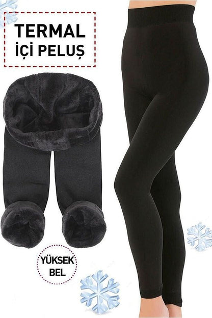 HeatPlush™ Yüksek Bel Termal Tayt – Peluş Astarla Kışın Sıcacık & Toparlayıcı Konfor