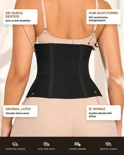 Sauna Suit Agraflı Latex Bel Korsesi & Kum Saati Etkili İnceltici