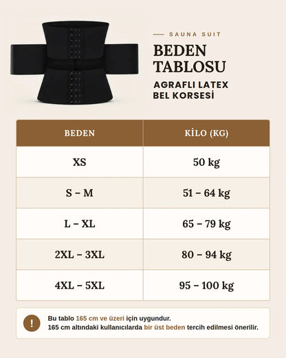 Sauna Suit Agraflı Latex Bel Korsesi & Kum Saati Etkili İnceltici