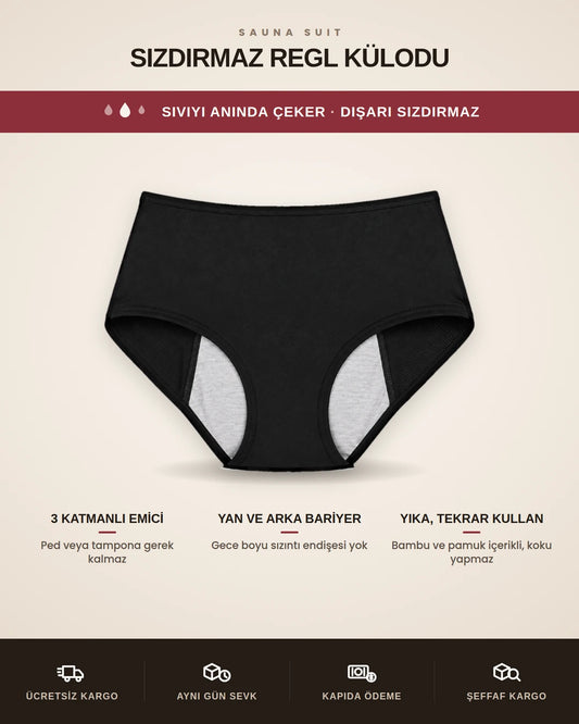 Sauna Suit Sızdırmaz Regl Külodu & Yıkanabilir Emici İç Çamaşırı