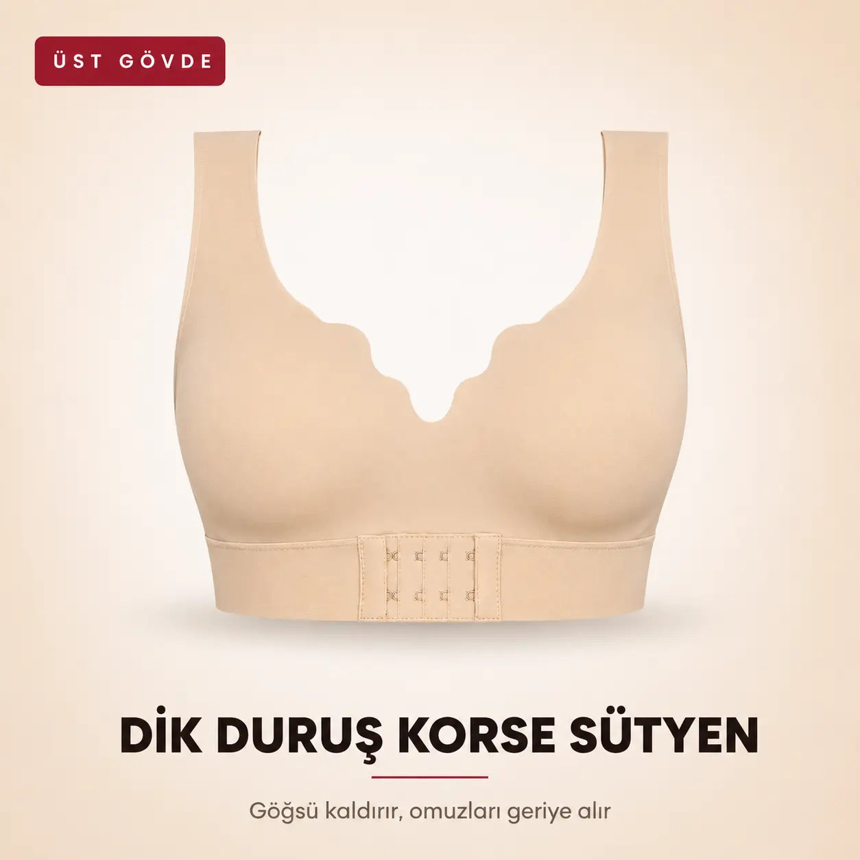 Dik Duruş Korse Sütyen ürün görseli, üçlü tam sette üst gövde toparlayıcı
