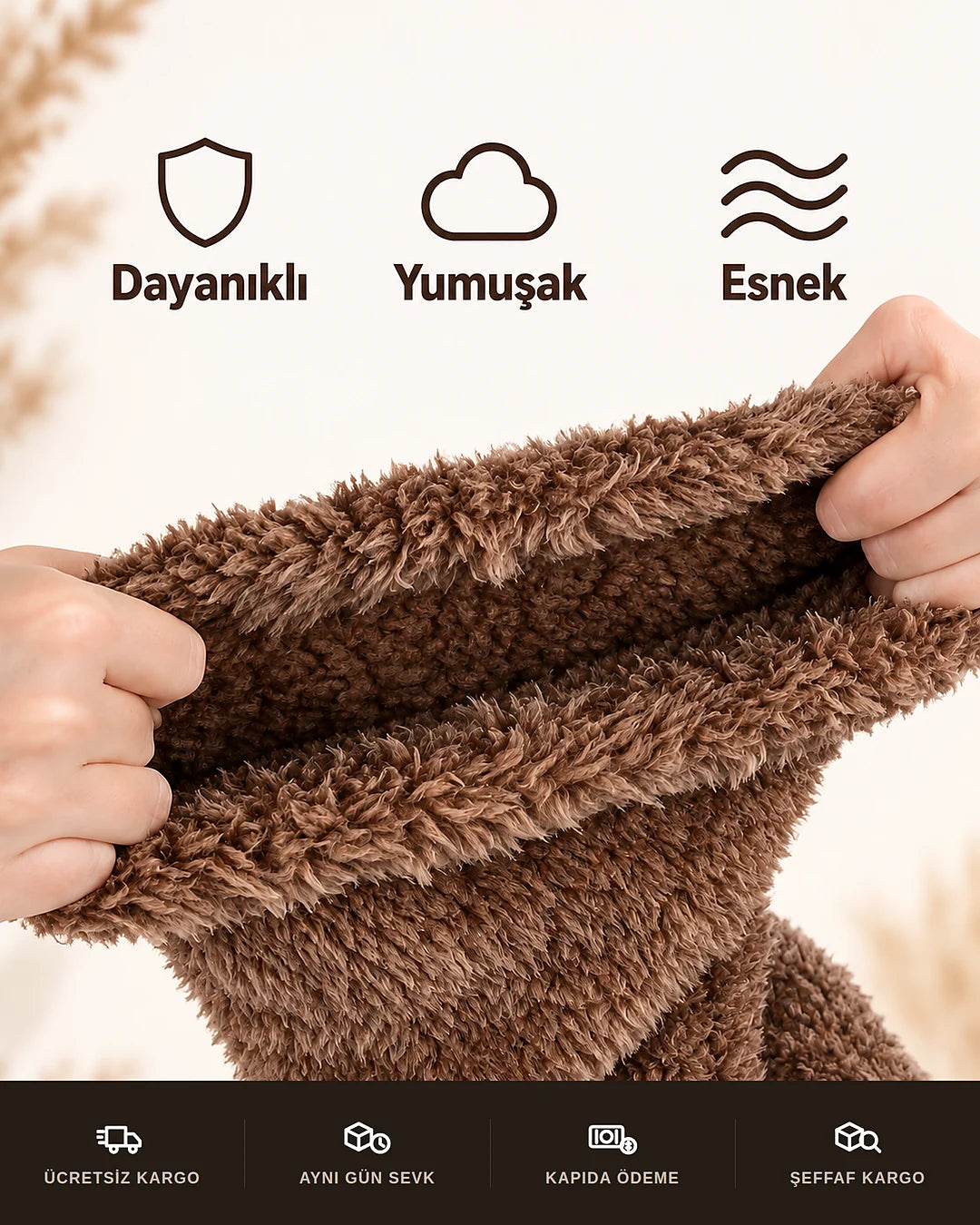 Sauna Suit Uzun Peluş Termal Ev Çorabı & Kaymaz Tabanlı Uyku Çorabı