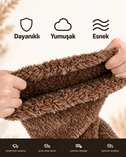 Sauna Suit Uzun Peluş Termal Ev Çorabı & Kaymaz Tabanlı Uyku Çorabı